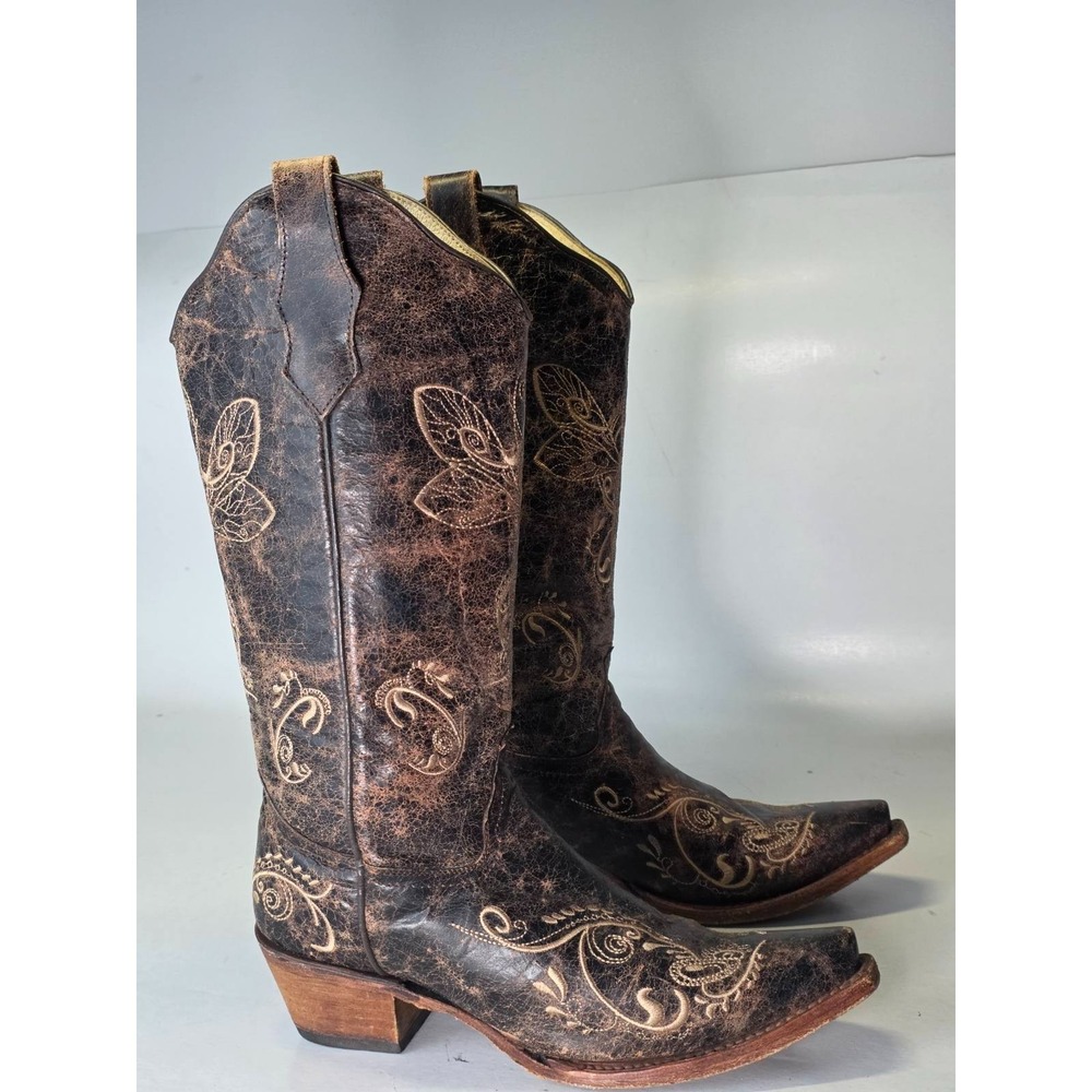 Circle‎ G by Corral Women's Cowgirl Boots Size 7 M Brown Dragonfly Western Shoes